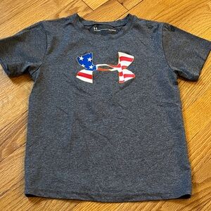 Under Armour Kids Charcoal Tee with Flag Logo